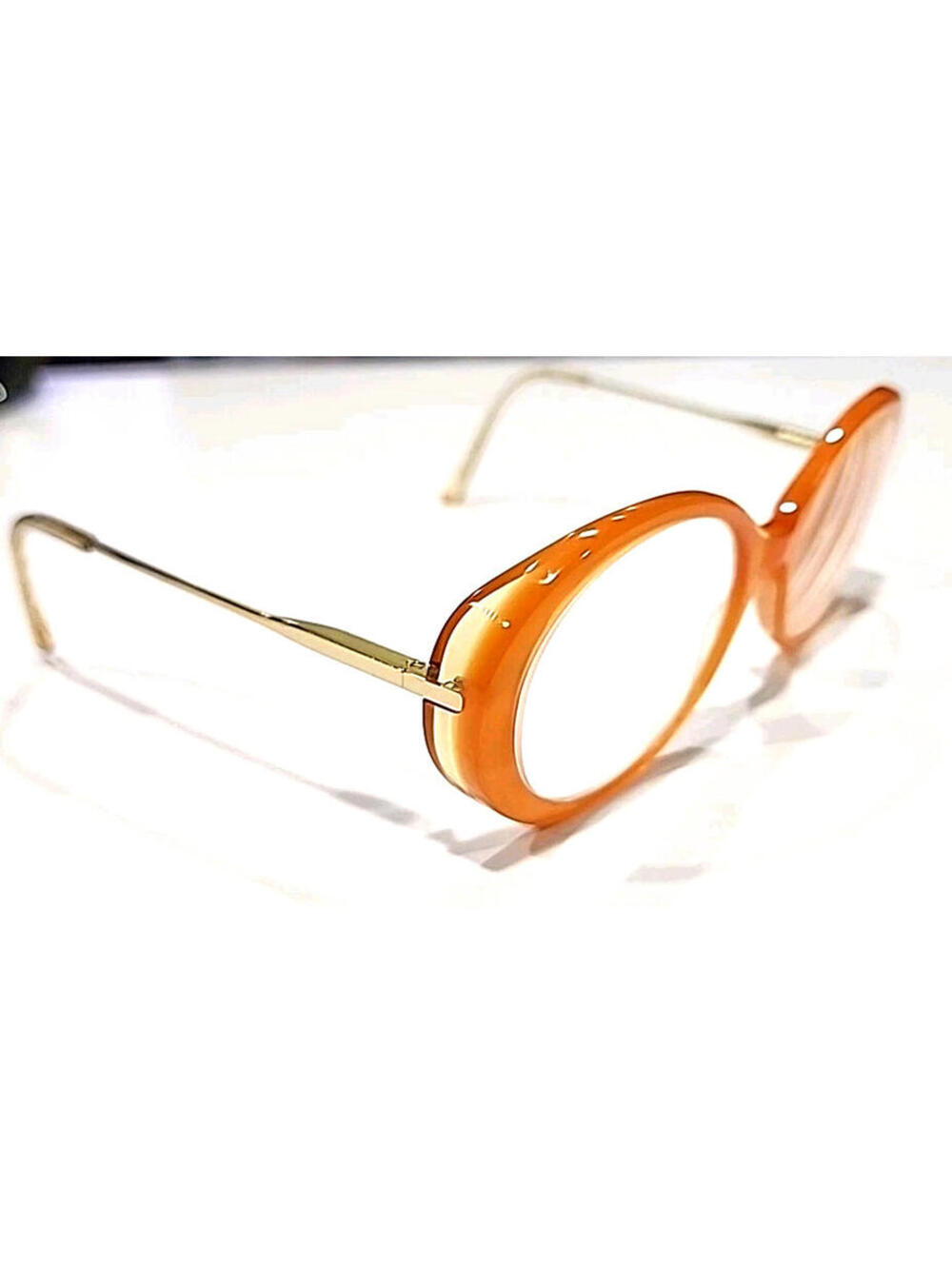 Orange Round Women’s Eyeglasses with Gold Temples